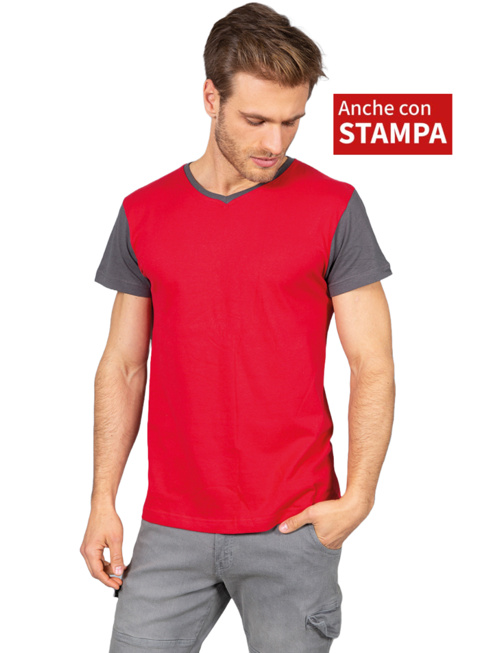 Outlet Camiseta de trabajo de algodón bicolor