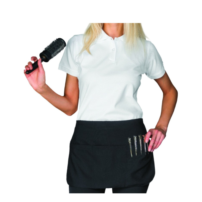 Waist Apron with Double Pocket Black Stain-Resistant