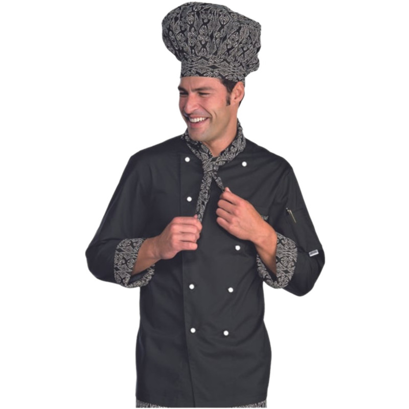 Rebajas Chaqueta cocinero negra con inserciones blancas online en oferta