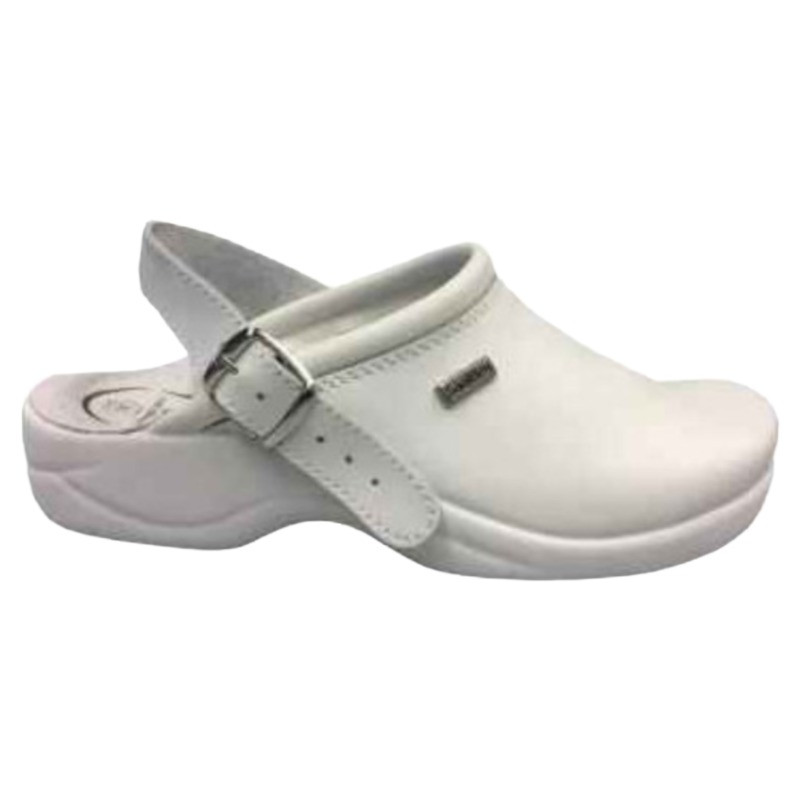 Oferta Zueco de piel blanco para trabajo.