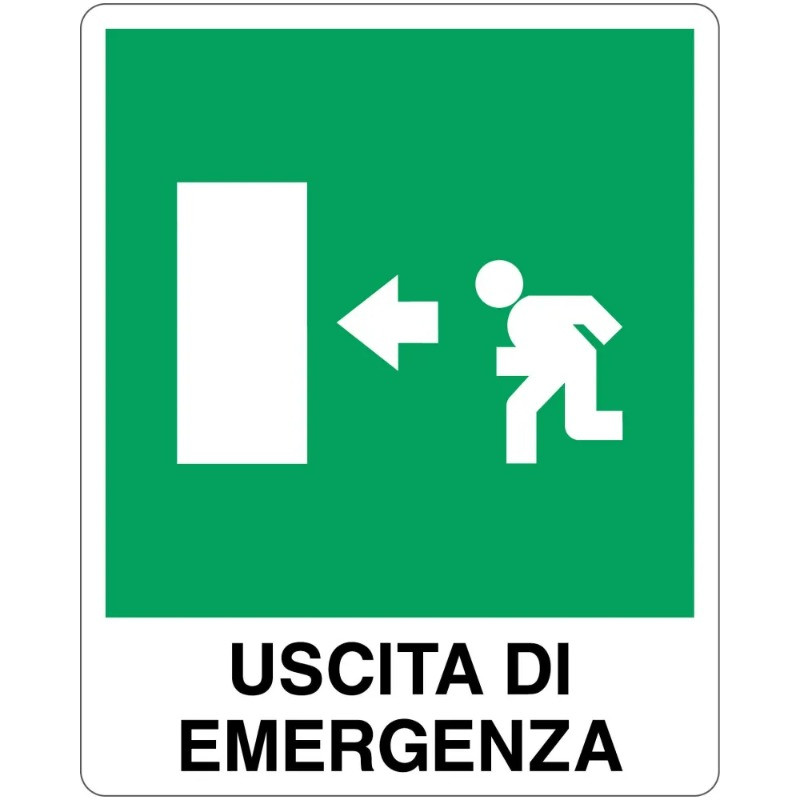 Cartello all. uscita di emergenza a sinistra in offerta in vendita online