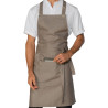 Stain-resistant apron with a mud-colored bib.